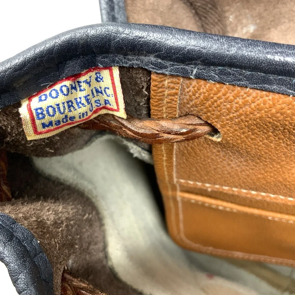 Vintage Dooney & Bourke Teton Cream & Brown Pebbled Leather‎ Backpack Rare USA